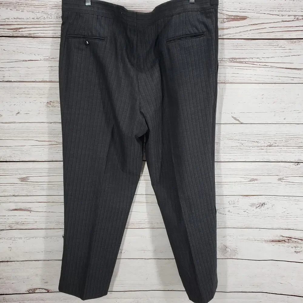 Vintage Pierre Cardin Men's Gray Black Peak Lapel Formal Suit Set Size 54L